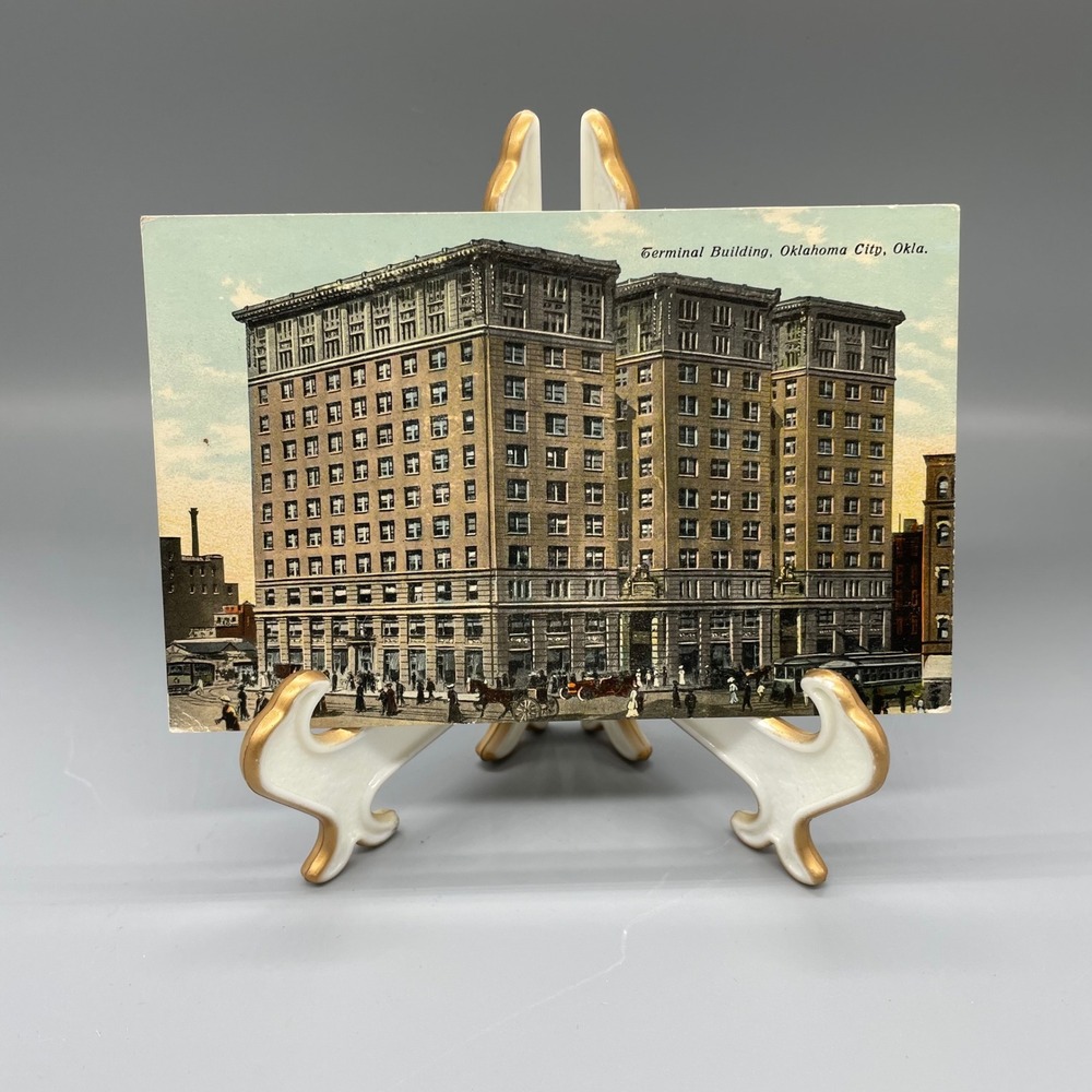 Antique 1911 Terminal Building Oklahoma City OK Postcard Sadler & Pennington